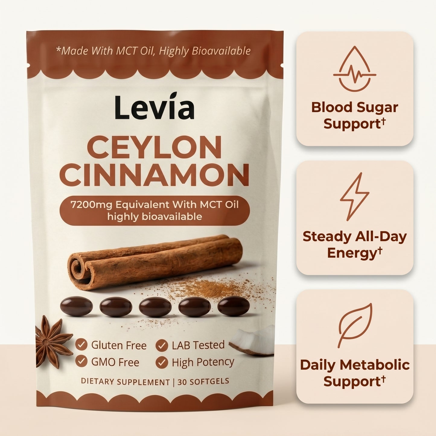 Ceylon Cinnamon 7200mg Equivalent with MCT Oil