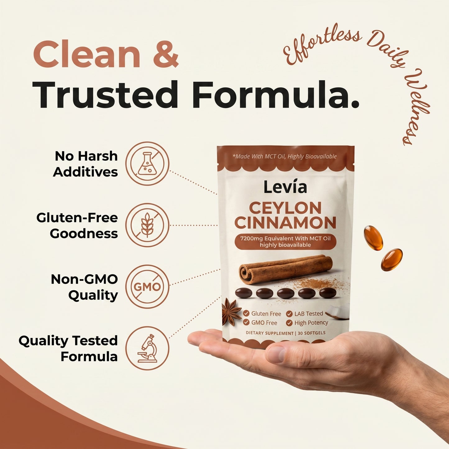 Ceylon Cinnamon 7200mg Equivalent with MCT Oil